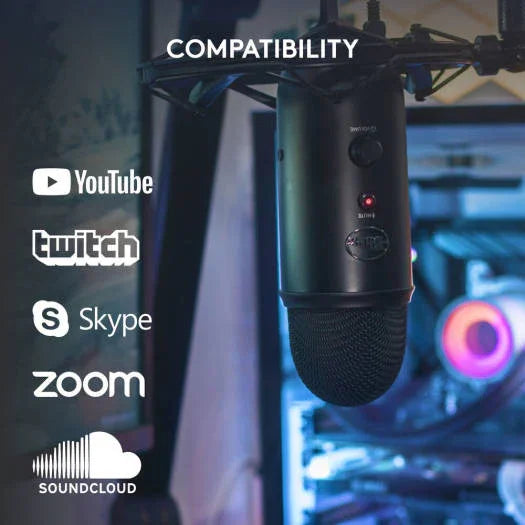 Logitech Blue Yeti USB Microphone, 120 dB Sensitivity, Corded USB, For Podcasting / Streaming / ASMR & More, Broadcast Quality 48 kHz / 16-Bit Audio, Blackout | 988-000229 - eBuy UAE
