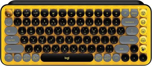Logitech Pop Keys Wireless Mechanical Keyboard, With Customizable Emoji Keys, 10m Wireless Range, 3 Channels Easy-Switch, Bluetooth / USB Interface, UK English Arabic Layout, Blast Yellow | 920-010816 - eBuy UAE