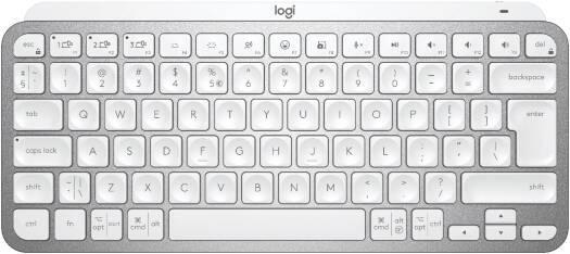 Logitech MX Keys Mini Wireless Illuminated Keyboard, Bluetooth Connectivity, USB-C Quick Charge, 1500mAh Battery Capacity, US International (Qwerty) Layout, Pale Gray - eBuy UAE