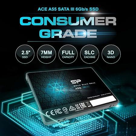 Silicon Power Ace A55 512GB SATA SSD, Up to 560MB/s, 3D NAND with SLC Cache, 2.5 Inch SATA III 6Gb/s Internal Solid State Drive for Desktop Laptop PC Computer - eBuy UAE