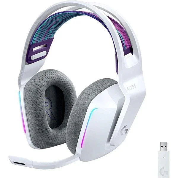 Logitech G733 LightSpeed Wireless RGB Gaming Headset, DTS Headphone X 2.0 Surround Sound, 16.8m Light Color, White | 981-000883 - eBuy UAE