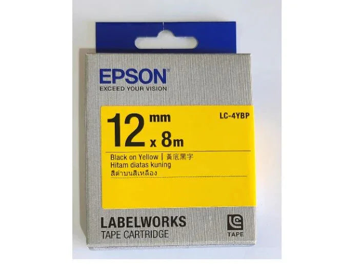 Epson LC-4YBP Label Tape, Color Black on Yellow, Size 12mm x 8 meter - eBuy UAE