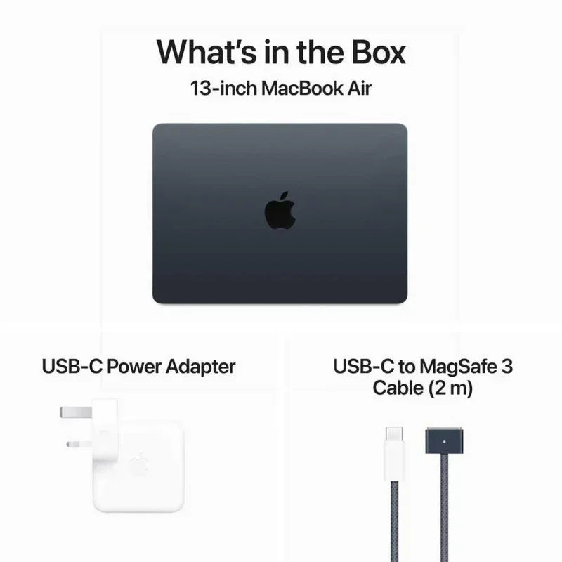 Apple Macbook Air 15 inch, M3 chip with 8-core CPU and 10-core GPU, 16GB RAM, 512 GB SSD, Midnight, English MXD43 1 Year Warranty - eBuy UAE