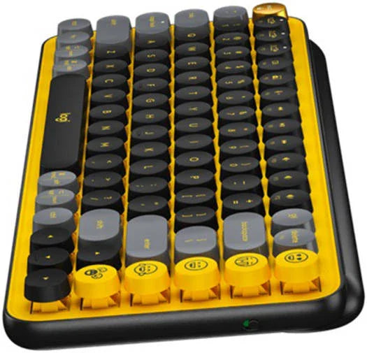 Logitech Pop Keys Wireless Mechanical Keyboard, With Customizable Emoji Keys, 10m Wireless Range, 3 Channels Easy-Switch, Bluetooth / USB Interface, UK English Arabic Layout, Blast Yellow | 920-010816 - eBuy UAE