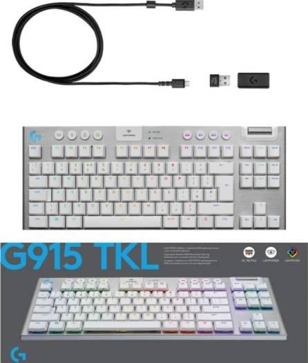 Logitech G915 TKL, Tactile Tenkeyless Lightspeed Wireless RGB Mechanical Gaming Keyboard, Low Profile Switch Options, LIGHTSYNC RGB, Advanced Wireless and Bluetooth Support - Tactile White| 920-009664 - eBuy UAE