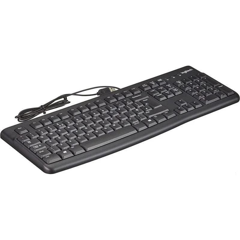 Logitech K120 Wired Business Keyboard For Windows Or Linux, USB Plug-And-Play, Full-Size, Spill Resistant, Curved Space Bar, PC/Laptop, QWERTY UK Layout - Black - eBuy UAE