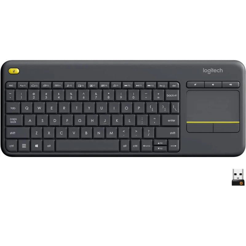 Logitech K400 Plus Wireless Livingroom Keyboard With Touchpad For Home Theatre PC Connected To TV, Customizable Multi-Media Keys, Windows, Android, Laptop/Tablet, Arabic Keyboard - Black - eBuy UAE