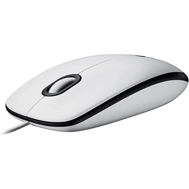 Logitech M100 Wired USB Mouse, 3-Buttons,1000 DPI Optical Tracking, Ambidextrous, Compatible With PC, Mac, Laptop - White - eBuy UAE