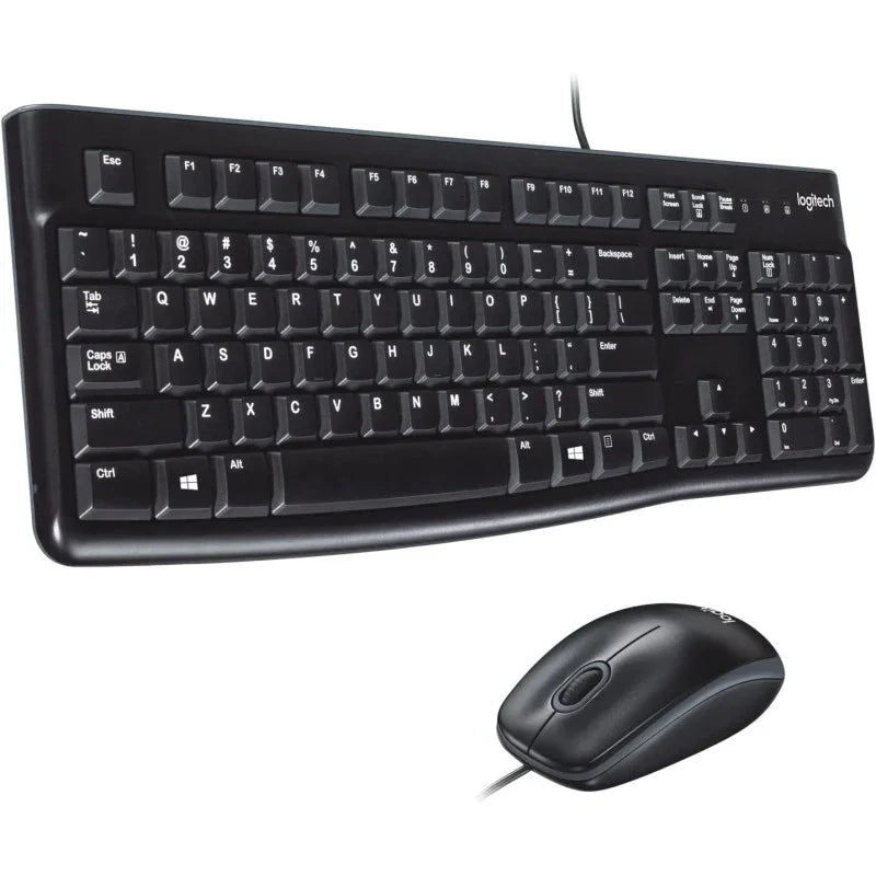 Logitech MK120 Wired Keyboard And Mouse For Windows, Optical Wired Mouse, USB Plug And Play, Full Size, PC/Laptop, English/Arabic Layout Black, 920-002546 - eBuy UAE