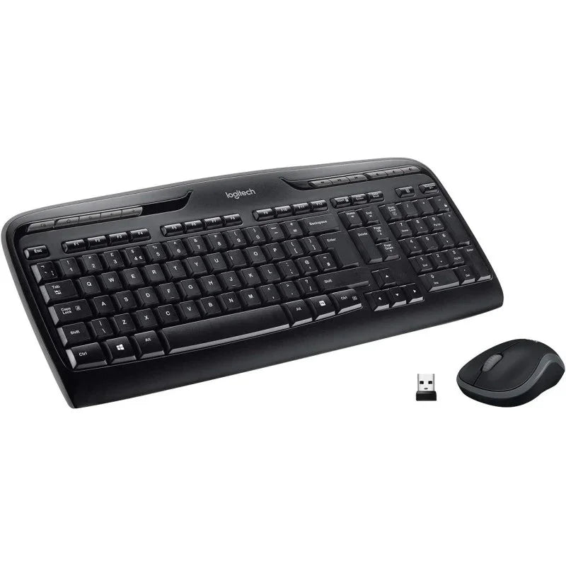 Logitech MK330 Wireless Keyboard And Mouse Combo For Windows, 2.4 GHz Wireless With Unifying USB-Receiver, Portable Mouse, Multimedia Keys, Long Battery Life, PC/Laptop, QWERTY US Layout - Black - eBuy UAE