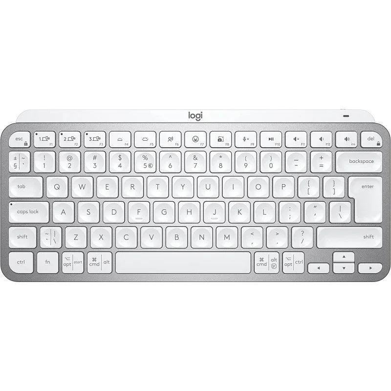 Logitech MX Keys Mini Minimalist Wireless Illuminated Keyboard, Compact, Bluetooth, Backlit, USB-C, Compatible With Apple MacOS, IOS, Windows, Linux, Android, Metal Build, US Intl Layout - Pale Grey - eBuy UAE