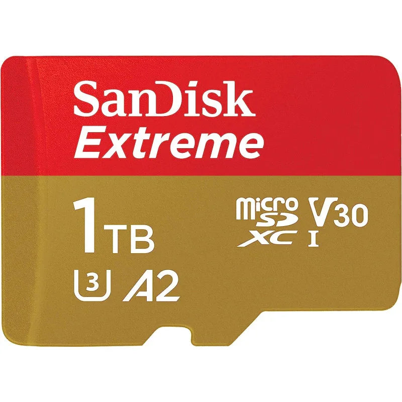 SanDisk 1TB Extreme microSD UHS I Card for 4K Video on Smartphones, Action Cams Drones 190MB/s Read, 130MB/s Write SDSQXAV 1T00 GN6MN, Red/Gold - eBuy UAE