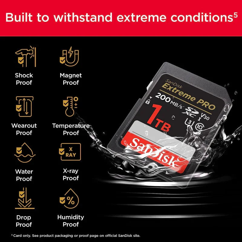 SanDisk 1TB Extreme PRO SDXC card + RescuePRO Deluxe, up to 200MB/s, UHS I, Class 10, U3, V30 SDSDXXD 1T00 GN4IN, Black - eBuy UAE