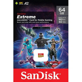 SanDisk 64GB Extreme for Mobile Gaming microSD UHS-I Card - C10, U3, V30, 4K, A2, Micro SD - SDSQXA2-064G-GN6GN - eBuy UAE