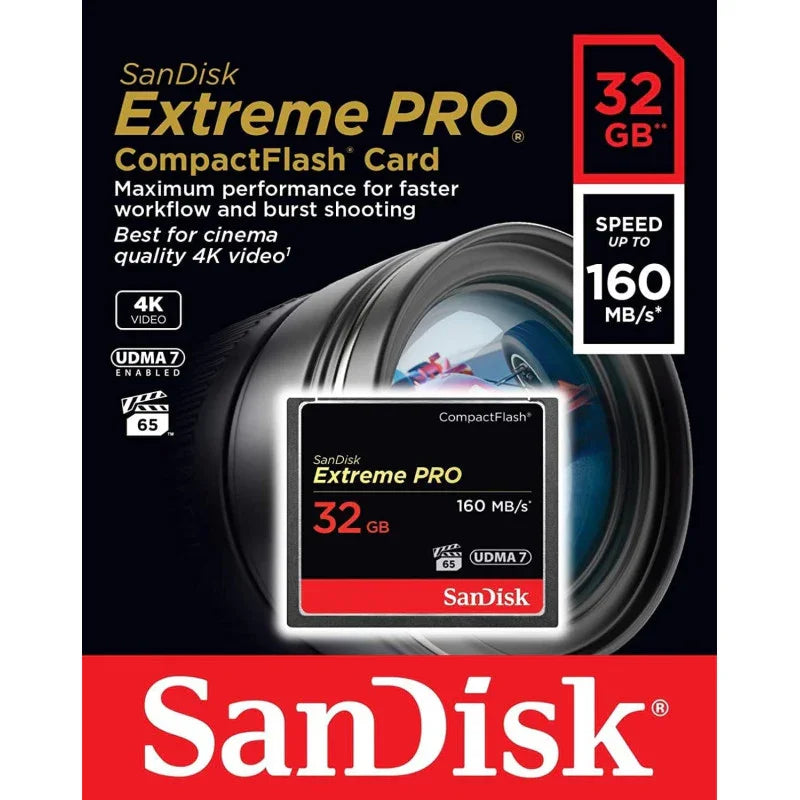 Sandisk Extreme Pro 32 Gb 160 Mb/S Compact Flash Memory Card - Black/Gold/Red - eBuy UAE