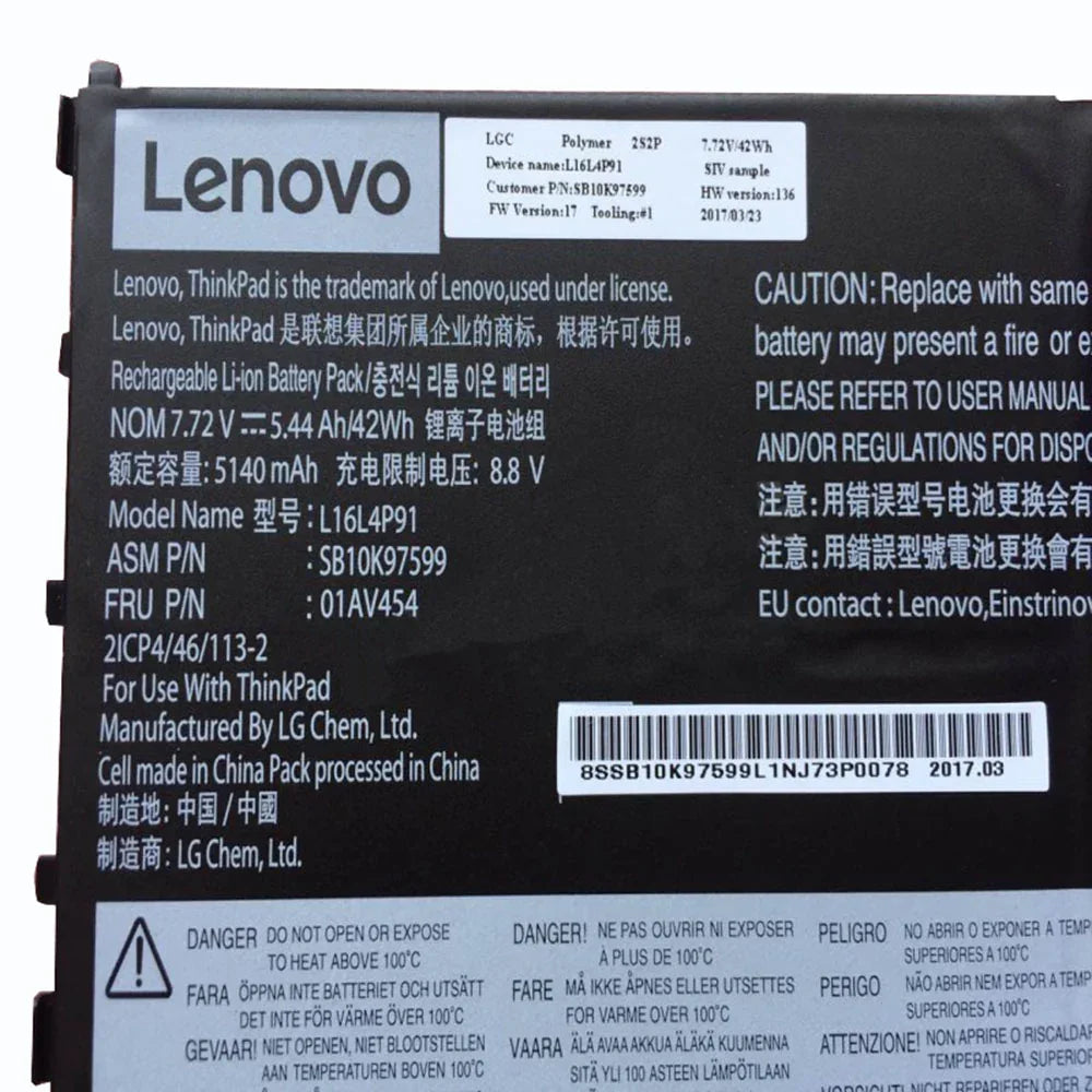 7.68V 42Wh Original 01AV454 Lenovo ThinkPad X1 Tablet 2018, ThinkPad X1 Tablet 3RD GEN-20KJ001LEU, L16L4P91, 01AV453 Laptop Battery - eBuy UAE