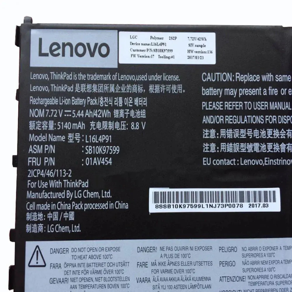 7.68V 42Wh Original 01AV454 Lenovo ThinkPad X1 Tablet 2018, ThinkPad X1 Tablet 3RD GEN-20KJ001LEU, L16L4P91, 01AV453 Laptop Battery - eBuy UAE
