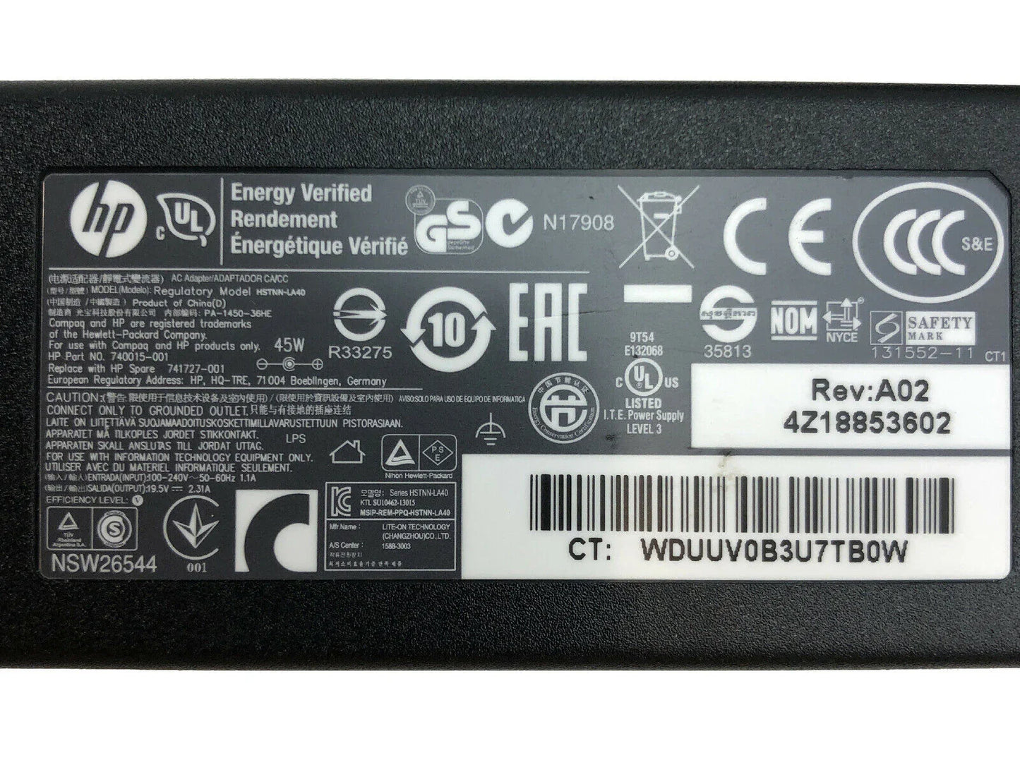45W Original HP Pavilion 15-AC126TU, Envy 15-U231ND, Envy Spectre 14-3010NR Laptop Charger - eBuy UAE