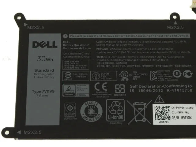 30Wh Original 7VKV9 9TV5X Dell Latitude XPS 12 7000 7275 9250 Tablet Laptop Battery - eBuy UAE