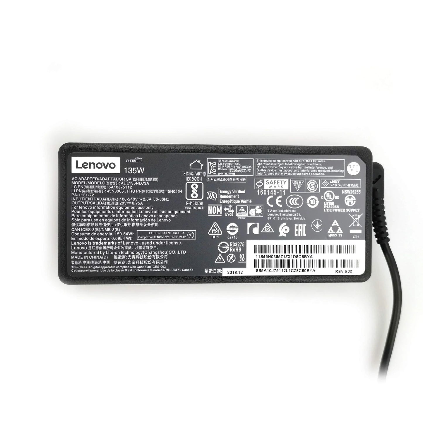 Original 135W Lenovo Legion Y520-15IKBA, ThinkPad T470p(20J6A018CD) 20V 6.75A USB type Laptop Adapter - eBuy UAE