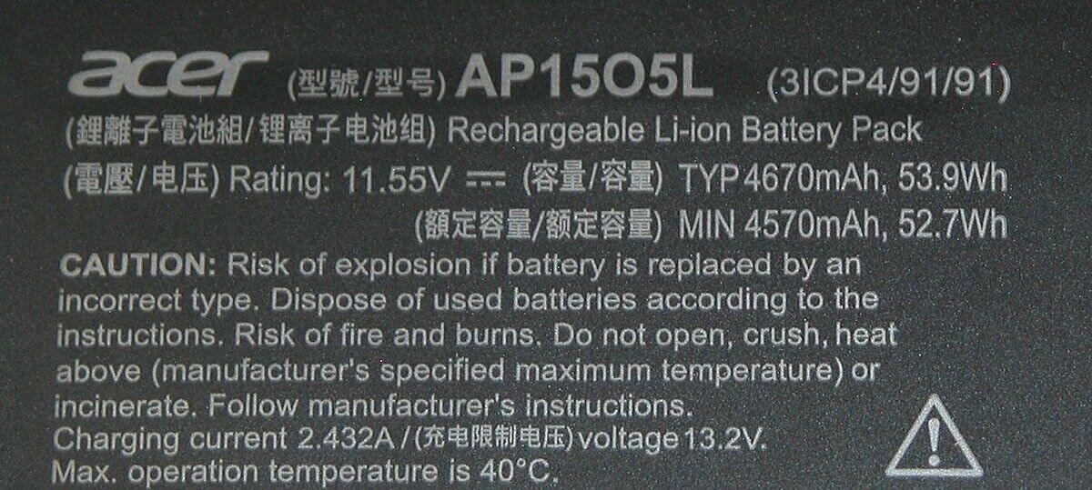 Genuine AP15O5L Acer ChromeBook R13 Series, Predator Triton 700 PT715-51-73ZP, Aspire S13 S5-371-52JR Laptop Battery - eBuy UAE