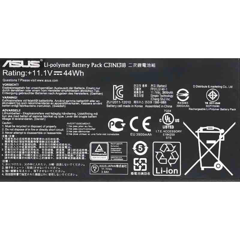 Original C31N1318 ASUS Pro Essential PU301 PU301LA-RO041G PU301LA-RO053G PU301LA-RO064G Tablet Battery - eBuy UAE