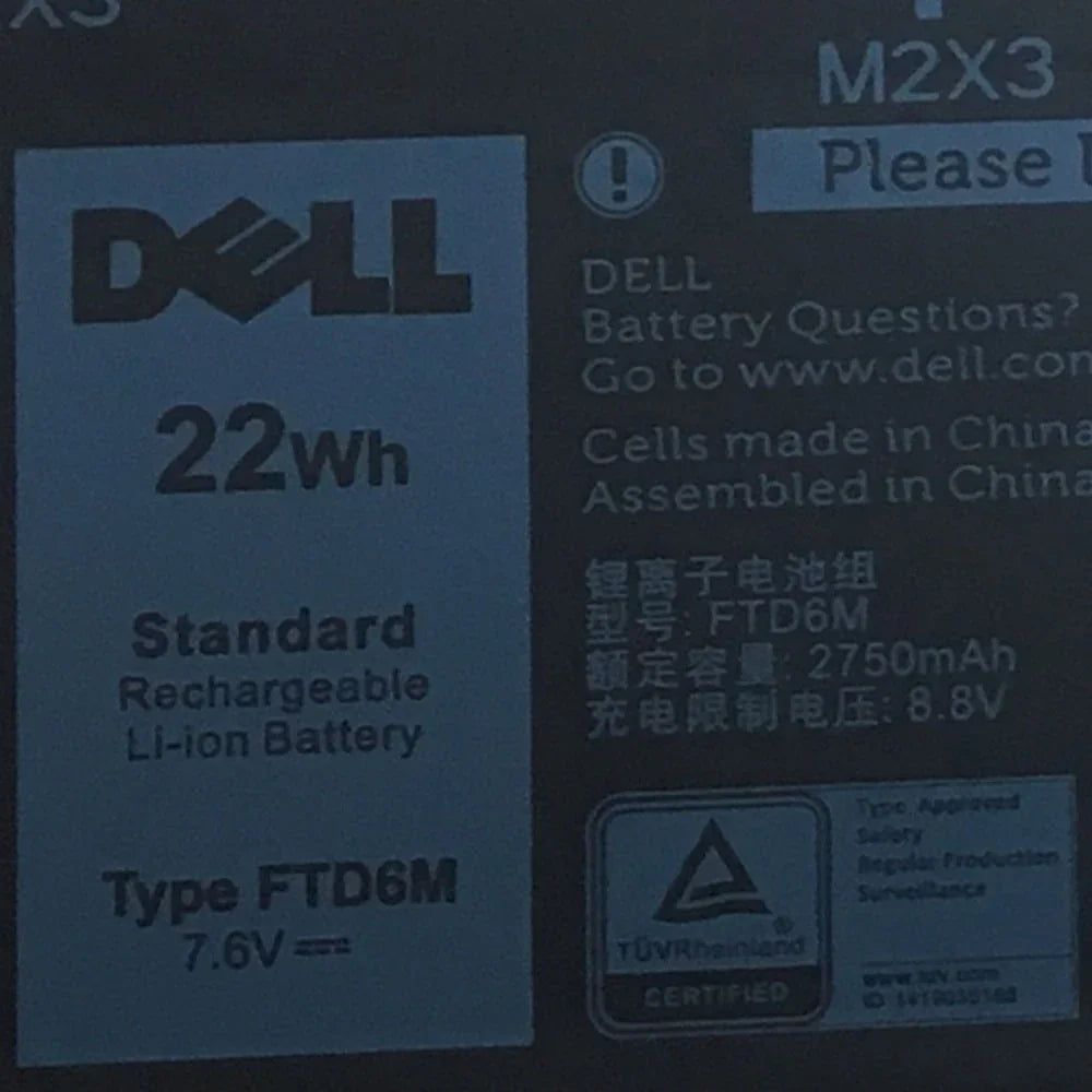 7.6V 22wh Original Dell Latitude 7285 FTD6M Tablet Laptop Battery - eBuy UAE