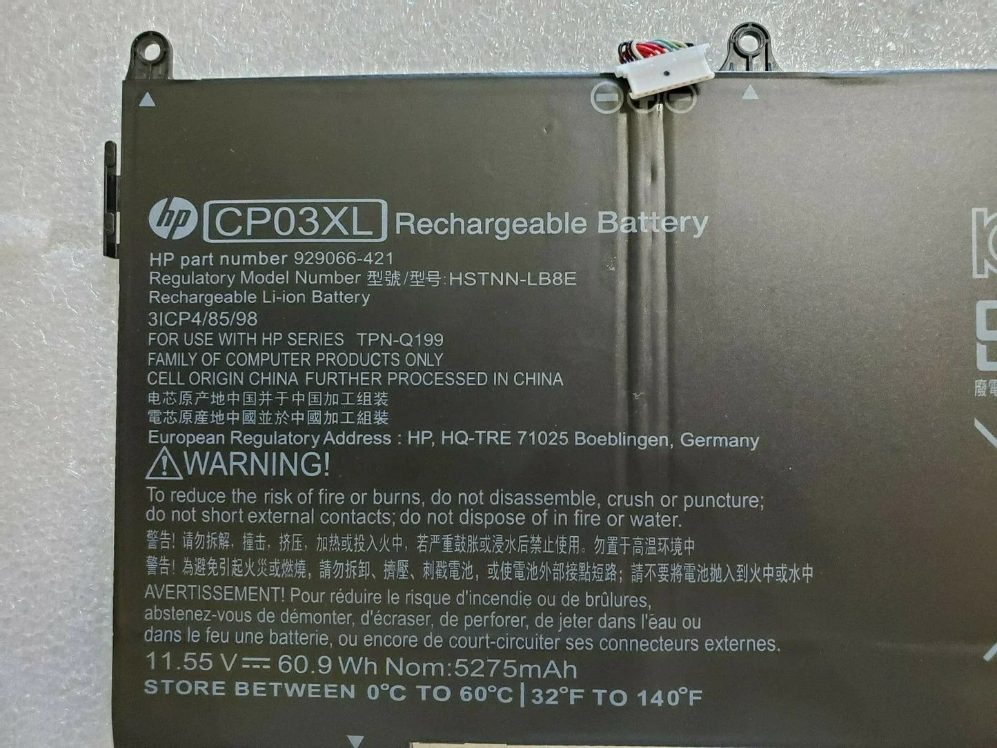 11.55V 60.9Wh Genuine CP03XL Hp Spectre X360 13-AE005NC HSTNN-LB8E 929066-421 Laptop Battery - eBuy UAE