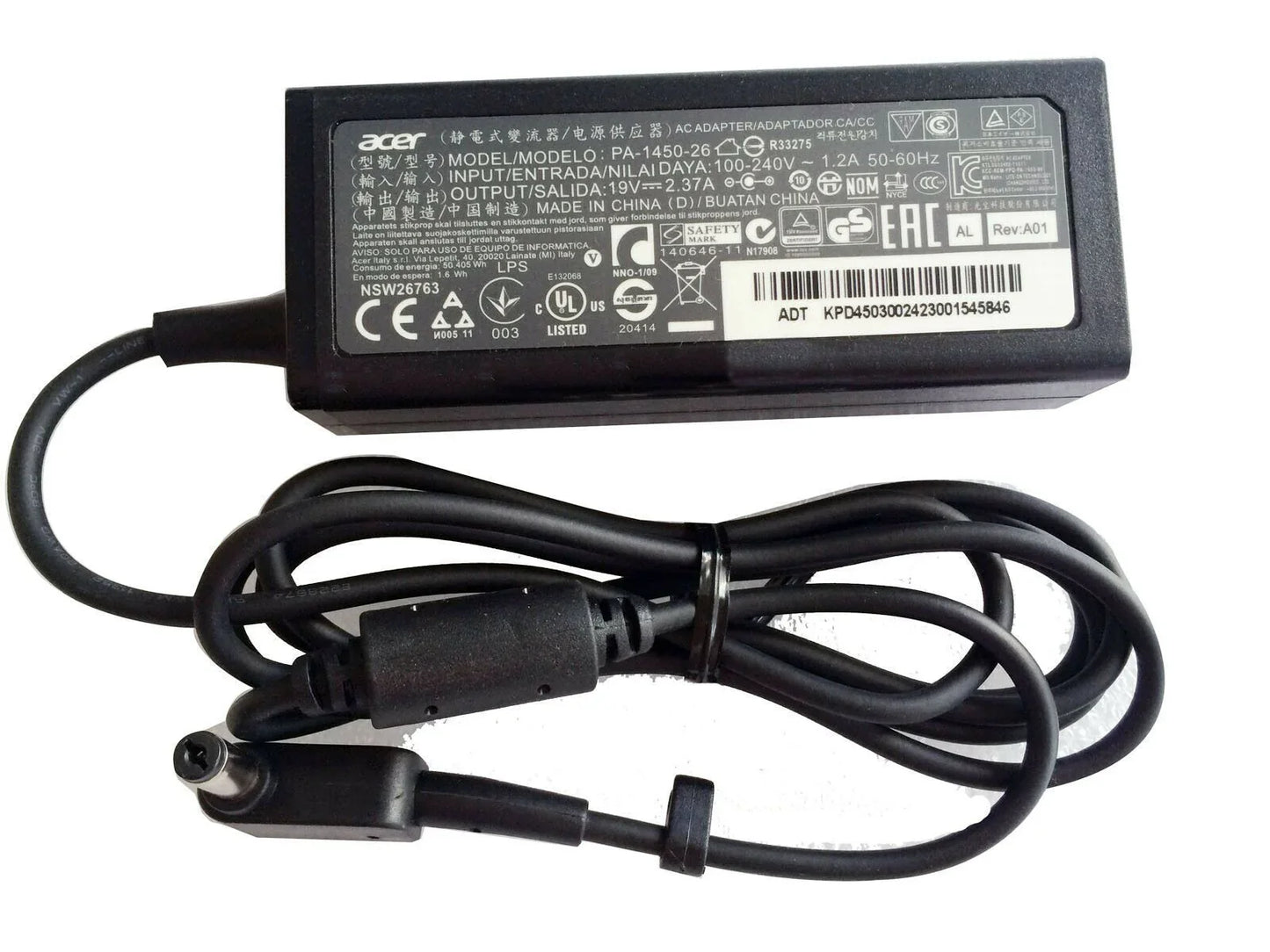 Original 19V 2.37A 45W Laptop Adapter compatible with Acer Aspire ES1-512 711 PA-1450-26 ES1-512 E5-721-66XJ ES1-711-P3YR - eBuy UAE