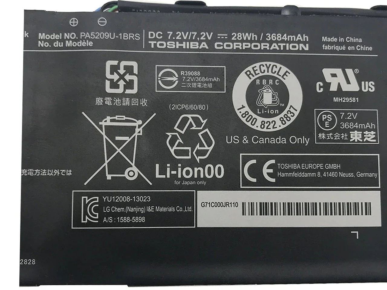 28Wh Original PA5209U-1BRS Toshiba Satellite L10W-CBT2N01, Satellite L10W-CBT2N02 Laptop Battery - eBuy UAE