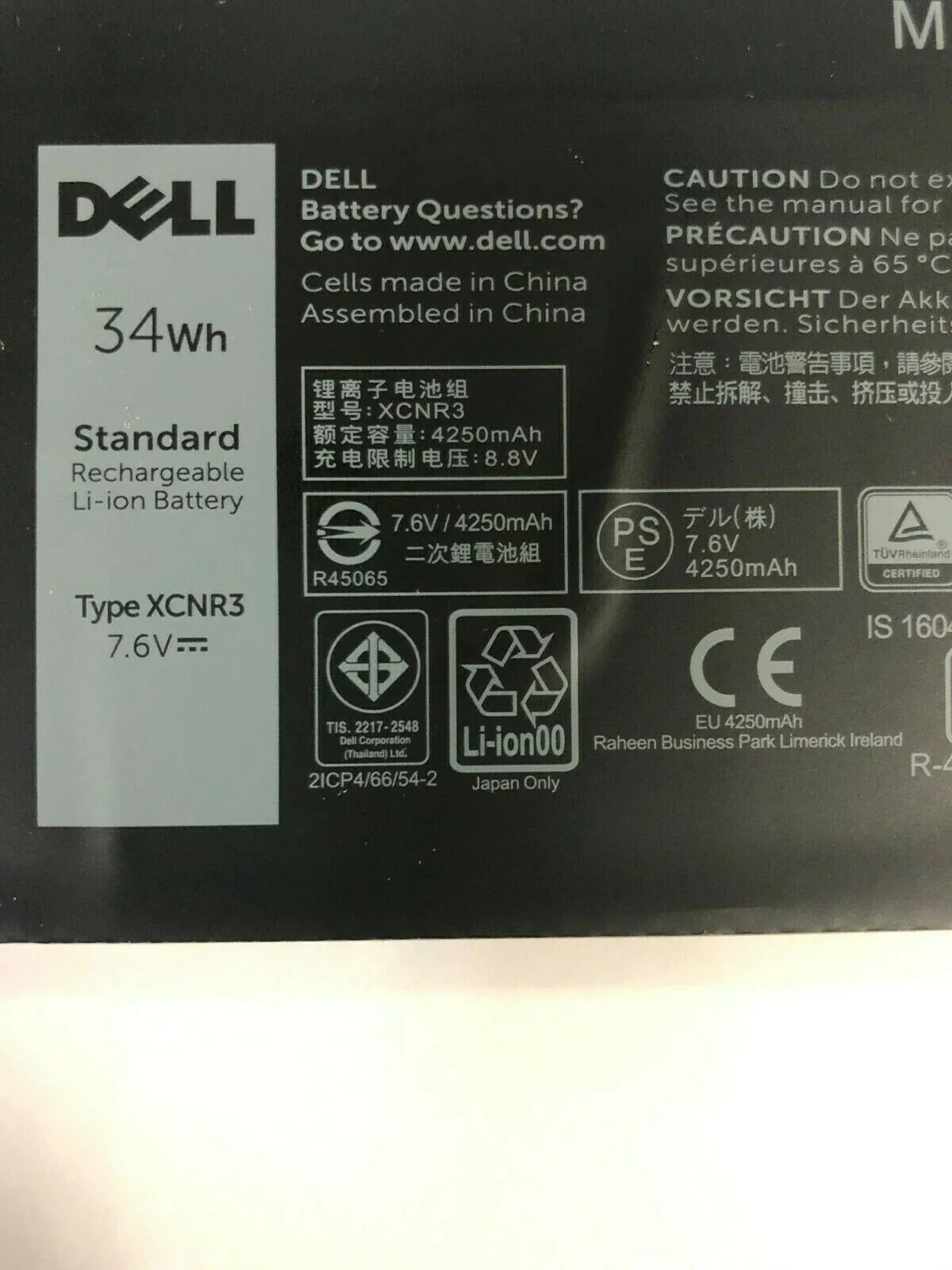 7.6V 34wh Original XCNR3 Dell Latitude 13 7370 Ultrabook WV7CG 0WV7CG Laptop Battery - eBuy UAE