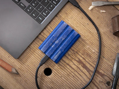 SAMSUNG T7 Shield 2TB, Portable SSD, up-to 1050MB/s, USB 3.2 Gen2, Rugged, IP65 Water & Dust Resistant, for Photographers, Content Creators and Gaming, Extenal Solid State Drive (MU-PE2T0R/WW), Blue - eBuy UAE