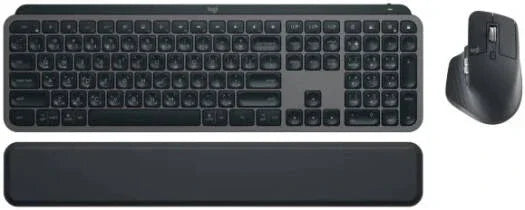 Logitech MX Keys S Combo Wireless Keyboard and Mouse, Palm Rest, Customizable Illumination, Fast Scrolling, Bluetooth, USB-C, for Windows, Linux, Chrome, Mac, ARA Layout, Graphite - eBuy UAE