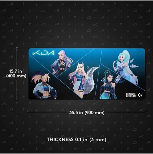 Logitech G840 XL League of Legends KDA Gaming Mouse Pad, 900x400mm, Performance Tuned Surface, Stable Rubber Base, Moderate Surface Friction, Black - Blue | 943-000458 - eBuy UAE
