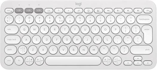 Logitech Pebble Keys 2 K380s Keyboard, Bluetooth 5.1 Connectivity, Up to 3 Multi-Device Pairing, Customizable Fn Shortcut Keys, 2x AAA Battery, English Layout, On / Off Button, White - eBuy UAE