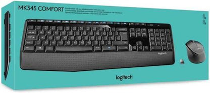 Logitech MK345 Wireless Keyboard and Mouse Combo, 10m Operating Distance, USB Receiver Interface, 1000DPI Sensor Resolution, With Palm Rest, English Arabic Layout, Black | 920-010068 - eBuy UAE