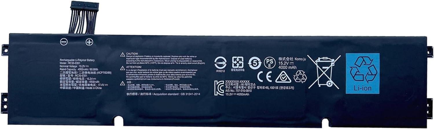 eBuyUAE RC30-0351 Razer Blade Laptop Battery Compatible with RZ09-0369x RZ09-0351 Series RZ09-0351 9E11 4ICP7/63/69 15.2V 60.8Wh - eBuy UAE
