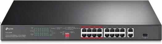 TP-Link TL-SL1218P 16 Port 10/100Mbps Fast Ethernet PoE Switch 16 PoE+ Ports @150W, w/ 2 Uplink Gigabit Ports + 1 Combo SFP Slot Extend, Priority & Isolation Mode - eBuy UAE