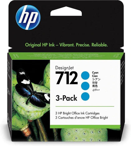 HP 712 3ED77A 3-pack 29-ml Genuine HP Ink Cartridge with Original HP Ink, for DesignJet T650, T630, T250, T230 & Studio Large Format Plotter Printers and HP 713 DesignJet Printhead,Cyan - eBuy UAE