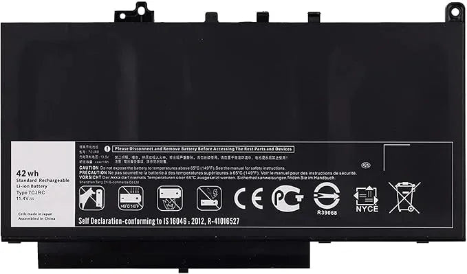 eBuyUAE 7CJRC 42Wh DELL LAPTOP BATTERY Compatible with 12 E7270 E7470 Series Notebook 21X15 021X15 451-BBWR KNM09 V6VMN - eBuy UAE
