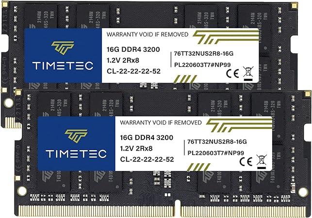 Timetec 32GB KIT(2x16GB) DDR4 3200MHz (or 2933MHz or 2666MHz) PC4-25600 Non-ECC Unbuffered 1.2V CL22 2Rx8 Dual Rank 260 Pin SODIMM Laptop Notebook PC Computer Memory RAM Module Upgrade - eBuy UAE