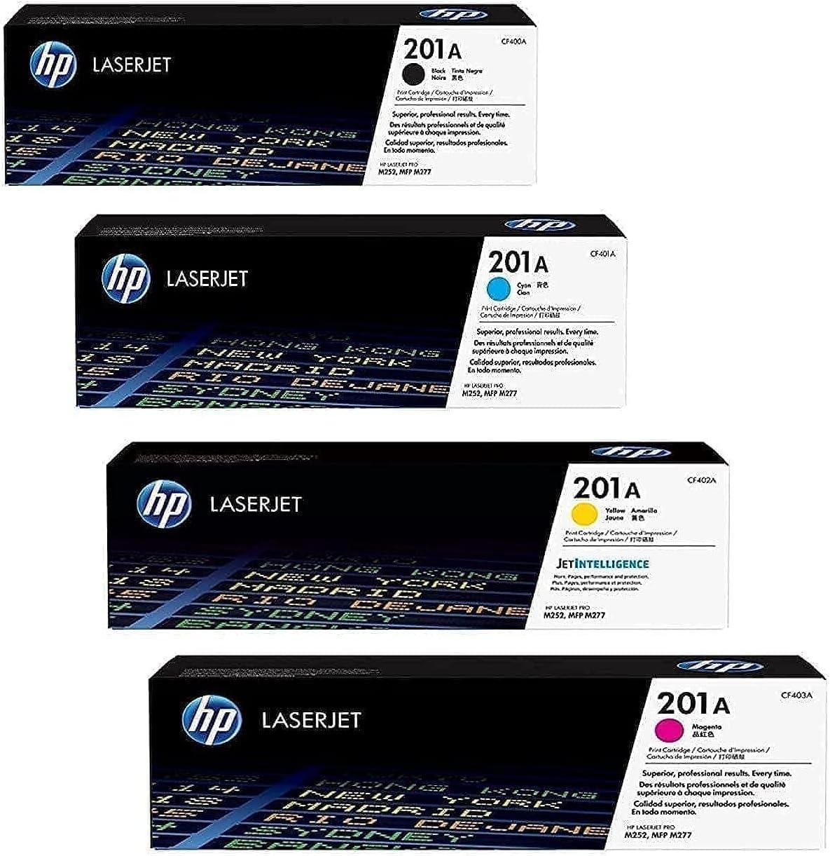 4x Original HP Ink Cartridge CF400A CF403A 201A for HP Color LaserJet Pro MFP 277 DW – Black, Cyan, Magenta, Yellow: Approx. 1,500 Pages/Colour, Approx. 1,400 Pages/5% - eBuy UAE