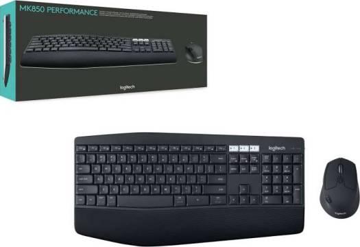 Logitech MK850 Performance Wireless Keyboard and Mouse Combo, Bluetooth Smart, 2.4GHz Wireless Connection, 1000 Dpi Sensor, 8 Buttons, English/Arabic, Black - eBuy UAE