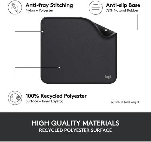 Logitech Mouse Pad - Studio Series, Computer Mouse Mat With Anti-Slip Rubber Base, Easy Gliding, Spill-Resistant Surface, Durable Materials, Portable, In A Fresh Modern Design - Graphite | 956-000049 - eBuy UAE