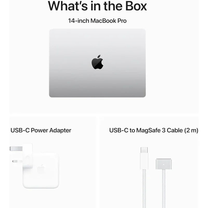 Apple 14 Inch Macbook Pro, Apple M3 chip with 8-core CPU and 10-core GPU, 16 GB, 1 TB SSD, Sliver, English MXE13 1 Year Warranty - eBuy UAE
