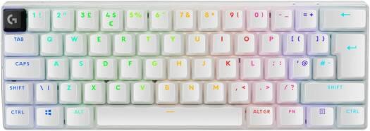 Keyboards Logitech G PRO X 60 LIGHTSPEED 60% Wireless Keyboard, LIGHTSPEED, BT & USB-C Connection, Up to 65H Battery, LIGHTSYNC RGB Lighting, GX Tactile Optical Switches with US ENG Layout, White - eBuy UAE