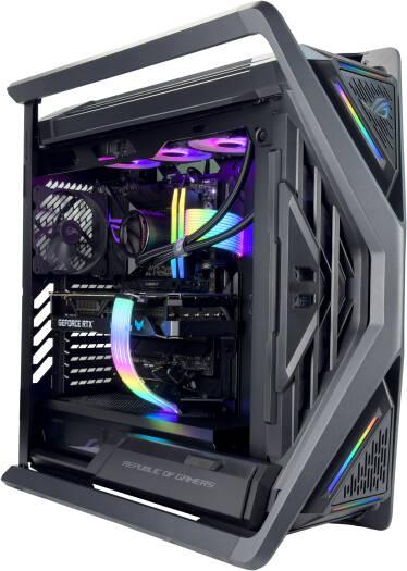 ASUS ELITE Gaming PC - AMD Ryzen 9 9950X3D 16 Cores 32 Threads, NVIDIA RTX 5090 32GB, 64GB DDR5 RAM 6000MHz, 1TB SSD Gen 5, 1000W 80 Plus PSU, 360mm Liquid Cooler, Wi-Fi + BT, Powered by ASUS - eBuy UAE