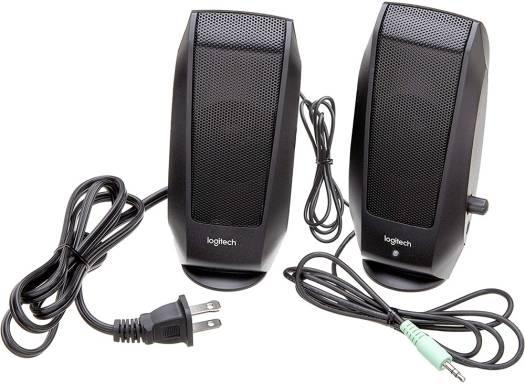 Logitech S120 2.0 Stereo Dua Speaker System, 4.4W Peak/2.2W RMS Power, Volume & Power Control Knob, Ultra-Affordable, Built-In Headphone Jack, Designed for Computer Use, Black | 980-000012 - eBuy UAE
