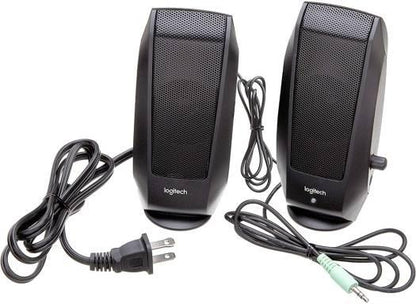 Logitech S120 2.0 Stereo Dua Speaker System, 4.4W Peak/2.2W RMS Power, Volume & Power Control Knob, Ultra-Affordable, Built-In Headphone Jack, Designed for Computer Use, Black | 980-000012 - eBuy UAE