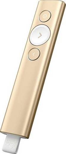 Logitech Spotlight Advanced Presentation Remote USB wireless receiver, Compatible with Windows 7 or later*, Mac OS 10.10 or later, PowerPoint, Keynote, PDF, Google Slides and Prezi (Gold) | 910-004862